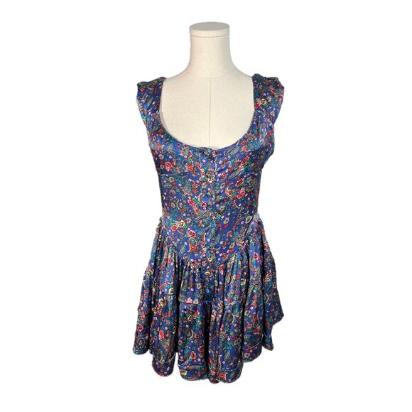 Vanessa Mooney Elizabeth Romper in Paisley Print Satin Size Small